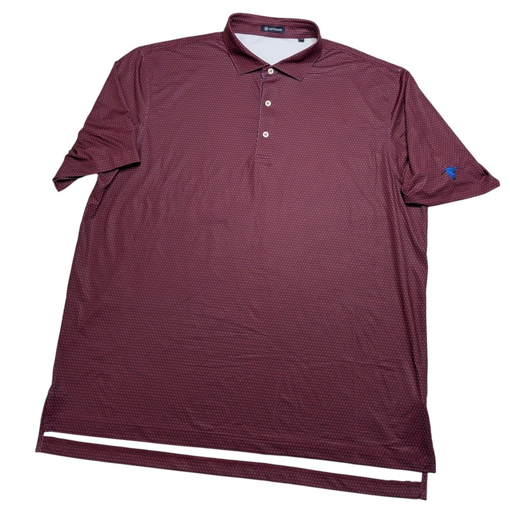 Turtleson MTK0003 Golf Polo Men's 2XL Maroon Geometric Performance